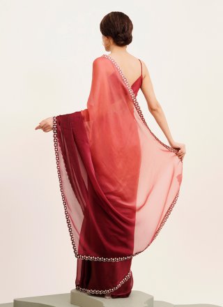 Maroon Satin Trendy Saree