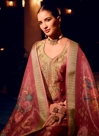 Maroon Shimmer Salwar Suit with Hand and Woven Work