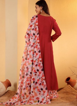 Maroon Silk Blend Anarkali Suit