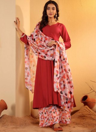 Maroon Silk Blend Anarkali Suit