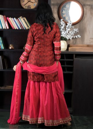 Maroon Silk Sharara Set