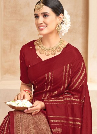 Maroon Silk Traditional Saree