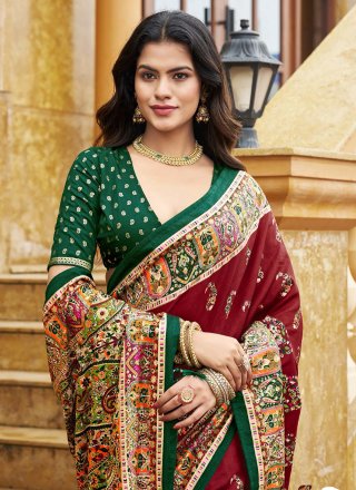 Maroon Silk Trendy Saree