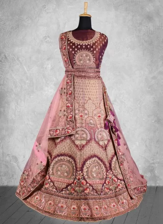 Maroon Velvet A - Line Lehenga Choli