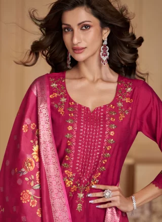 Maroon Viscose Salwar Suit with Floral Patch Work