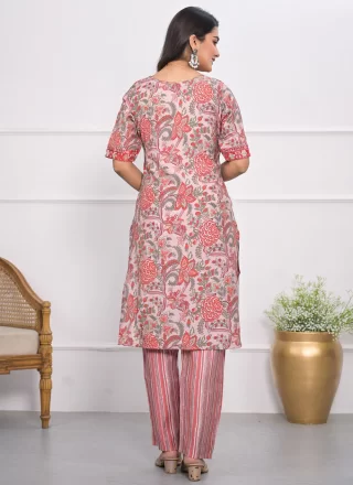Mauve Chanderi Casual Kurti with Embroidered and Print Work for Women