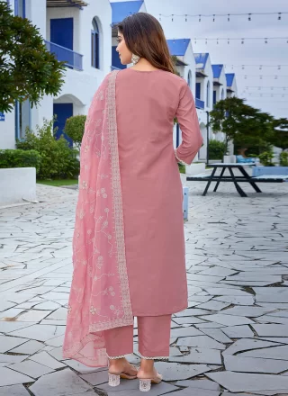 Mauve Embroidered Work Chanderi Salwar Suit