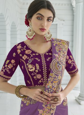 Mauve Georgette Traditional Saree