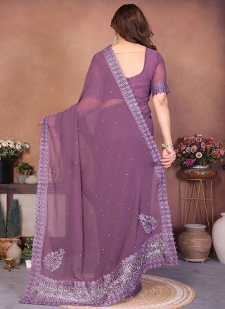Mauve Georgette Trendy Saree