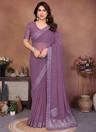 Mauve Georgette Trendy Saree