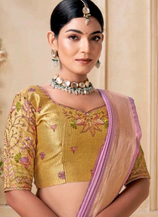Mauve Viscose Jacquard Work Trendy Saree