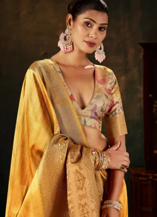 Mesmeric Yellow Silk Classic Saree