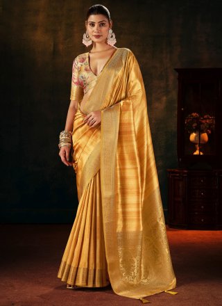 Mesmeric Yellow Silk Classic Saree