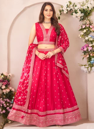 Mesmerizing Pink Georgette Lehenga Choli with Embroidered Work