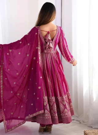 Miraculous Magenta Georgette Pant Style Suit
