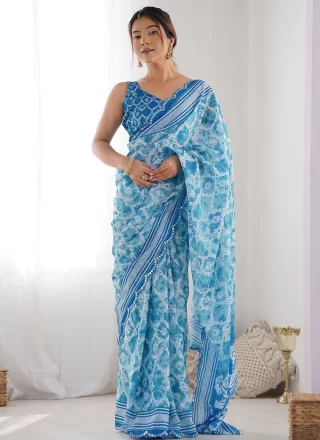 Shop Georgette Print Trendy Saree Online : 264262 -