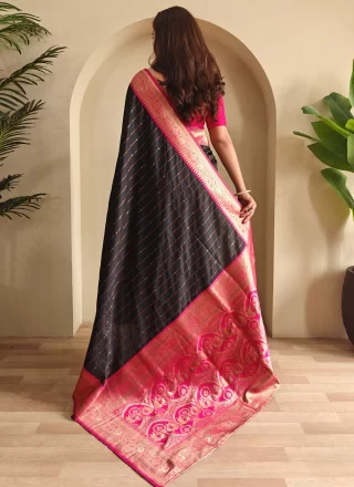 Modern Black Silk Contemporary Saree