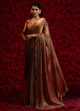 Modern Rust Chiffon Satin Traditional Saree