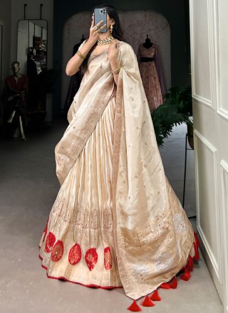 Modernistic Cream Shimmer A - Line Lehenga Choli