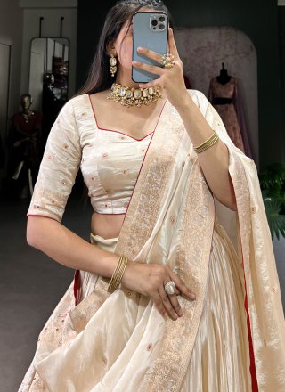 Modernistic Cream Shimmer A - Line Lehenga Choli