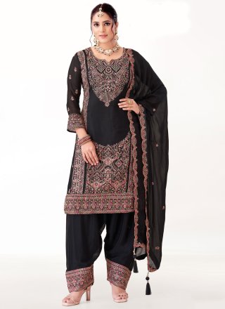 Modest Black Georgette Salwar Suit
