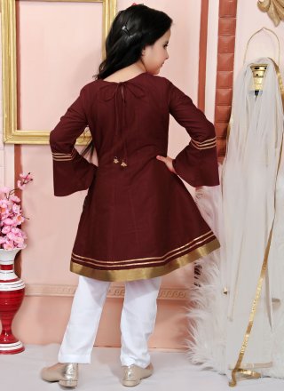 Modest Maroon Cotton Silk Readymade Salwar Suit