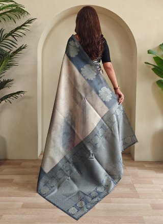 Modish Grey Silk Trendy Saree