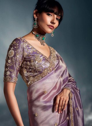 Monumental Lavender Fancy Fabric Trendy Saree