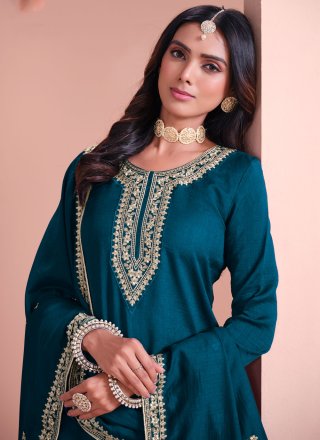 Morpeach Art Silk Embroidered and Zari Work Salwar Suit for Ceremonial