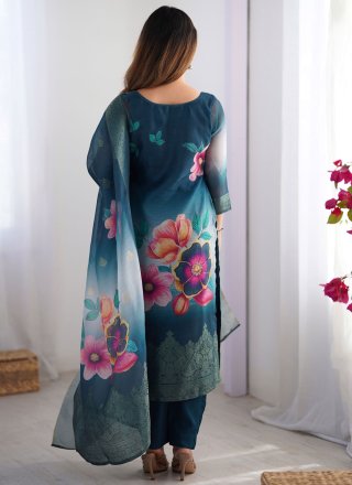 Morpeach Chanderi Silk Readymade Salwar Suit with Digital Print and Jacquard Work
