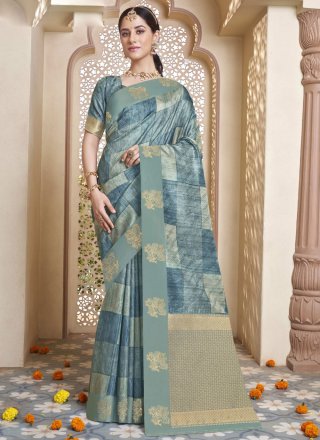 Morpeach Checks and Zari Work Silk Traditional Saree