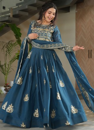 Morpeach Chinon Embroidered, Sequins and Zari Work Gown for Ceremonial