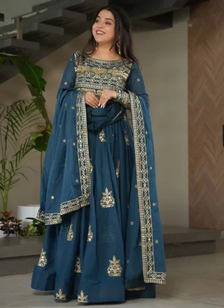 Morpeach Chinon Embroidered, Sequins and Zari Work Gown for Ceremonial