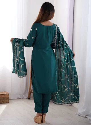 Morpeach Chinon Salwar Suit with Embroidered, Sequins and Zari Work