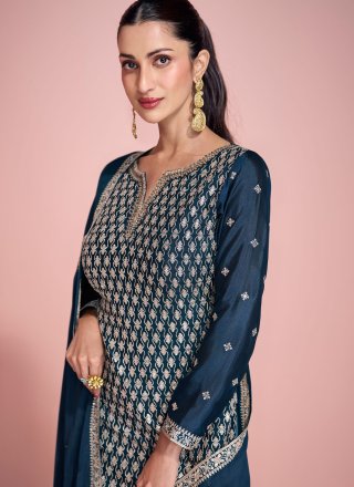 Morpeach Chinon Sequins and Thread Work Salwar Suit for Mehndi