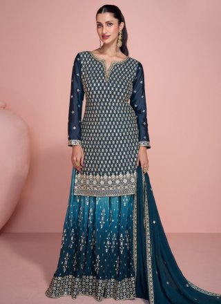 Morpeach Chinon Sequins and Thread Work Salwar Suit for Mehndi