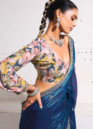 Morpeach Crush Embroidered Work Classic Sari