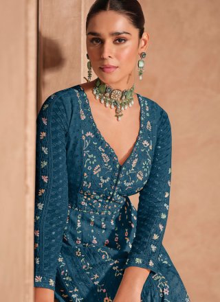 Morpeach Embroidered and Sequins Work Chinon  Designer Gown