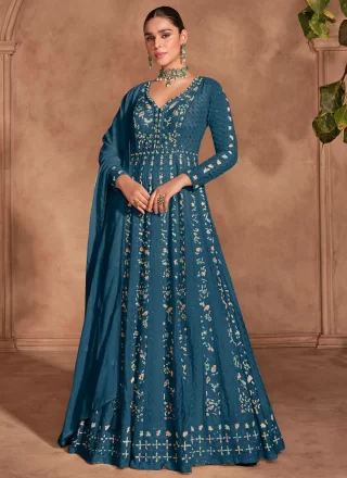 Morpeach Embroidered and Sequins Work Chinon  Designer Gown