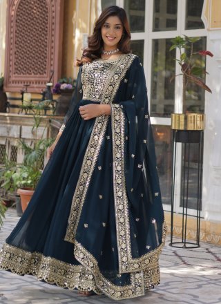 Morpeach Embroidered, Sequins and Zari Work Faux Georgette Gown
