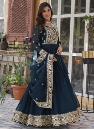 Morpeach Embroidered, Sequins and Zari Work Faux Georgette Gown