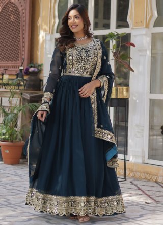 Morpeach Embroidered, Sequins and Zari Work Faux Georgette Gown