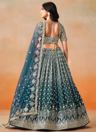 Morpeach Embroidered, Sequins and Zari Work Georgette Lehenga Choli