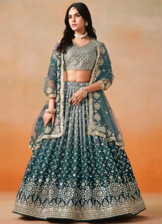 Morpeach Embroidered, Sequins and Zari Work Georgette Lehenga Choli