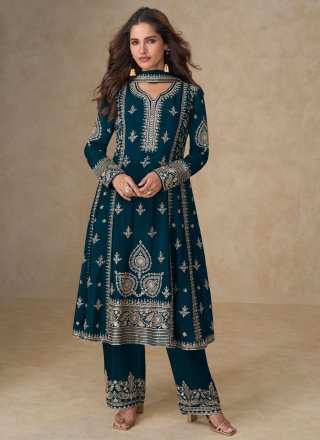 Morpeach Embroidered Work Chinon Salwar Suit