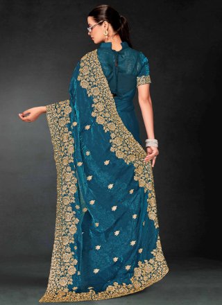 Morpeach Fandy Contemporary Sari with Cut, Embroidered and Zari Work