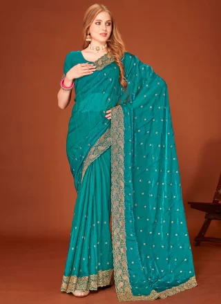 Morpeach Fandy Embroidered, Swarovski and Zari Work Traditional Saree for Ceremonial