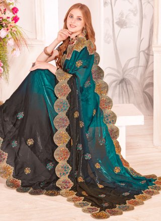 Morpeach Fandy Traditional Saree with Embroidered, Multi, Resham and Zari Work