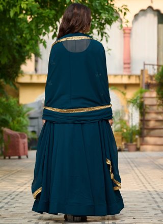 Morpeach Faux Georgette Embroidered, Sequins and Zari Work  Designer Gown