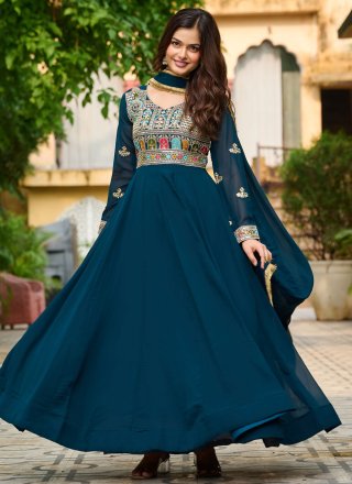 Morpeach Faux Georgette Embroidered, Sequins and Zari Work  Designer Gown